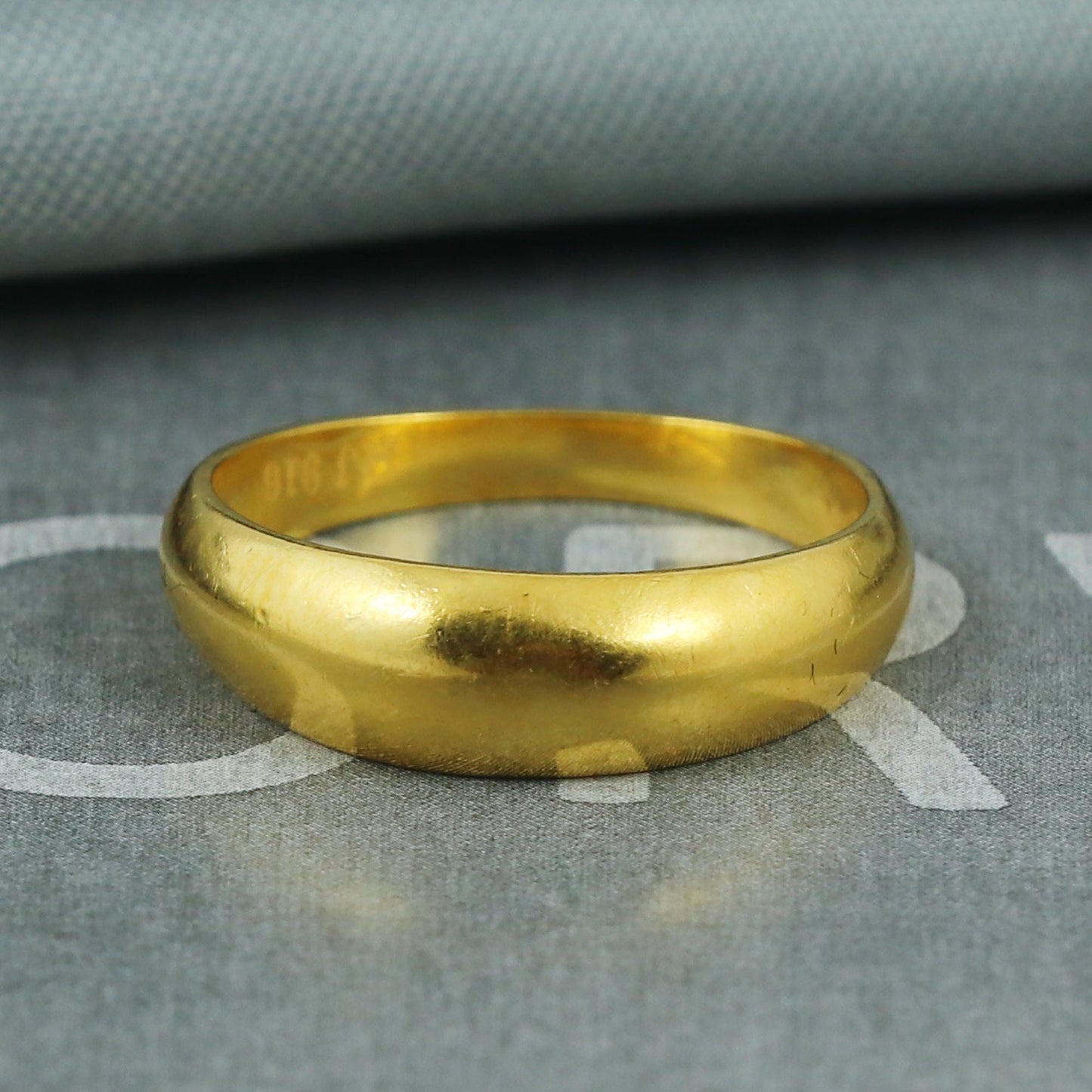 22k 22kt Band Ring Curved Band, Handmade Women Jewelry For Gift