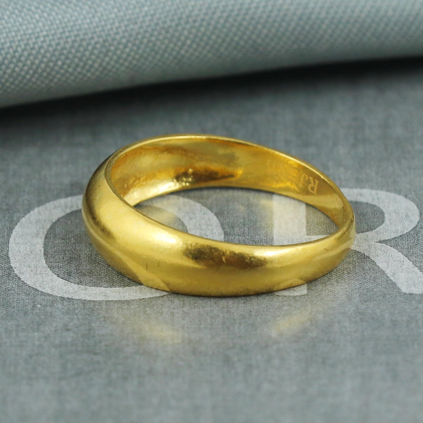 22k 22kt Band Ring Curved Band, Handmade Women Jewelry For Gift