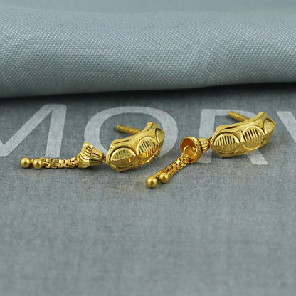 18k Solid Gold Earrings, Huggies, Beads Handmade gold earrings for women, Christmas gift, dainty Indian gold earrings