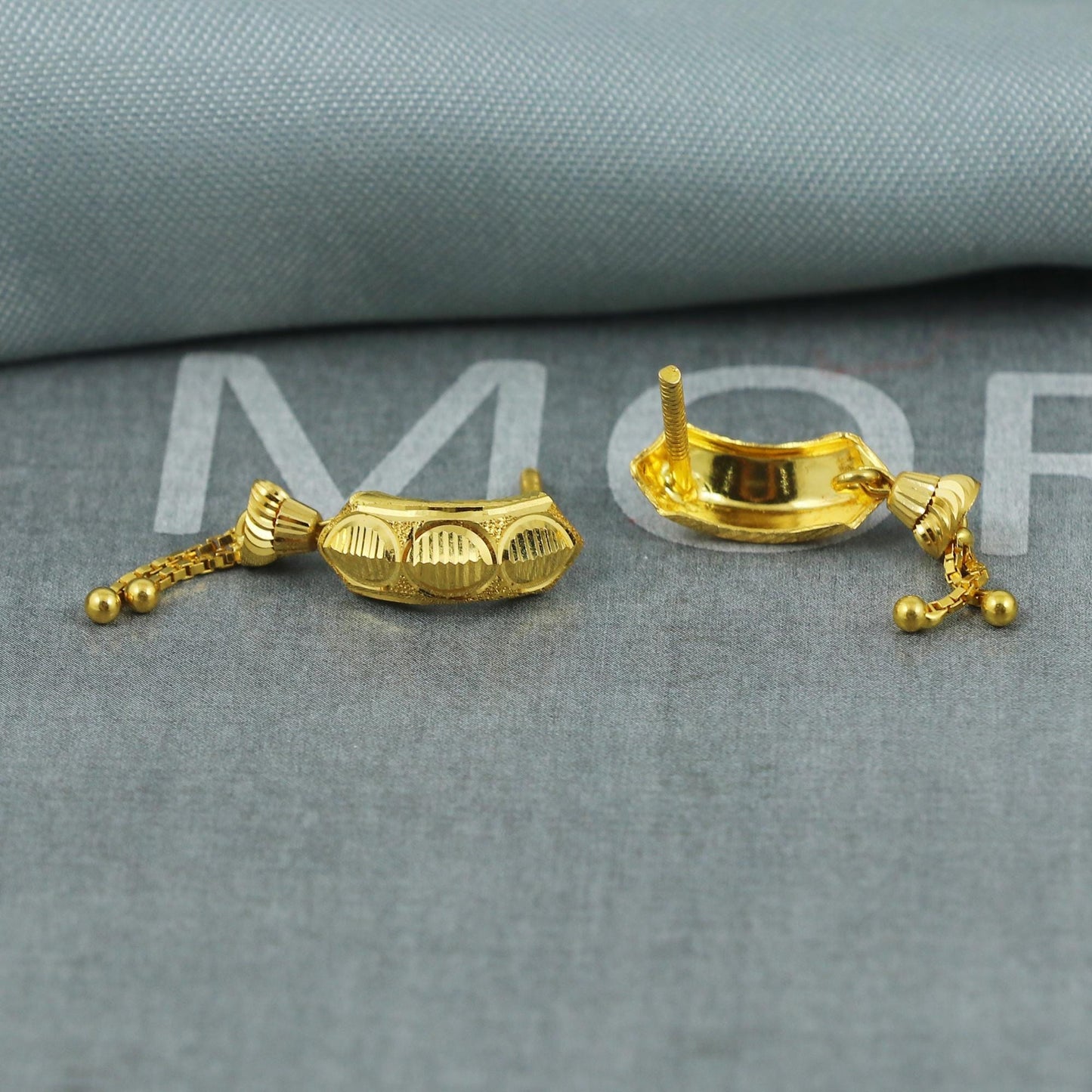 18k Solid Gold Earrings, Huggies, Beads Handmade gold earrings for women, Christmas gift, dainty Indian gold earrings