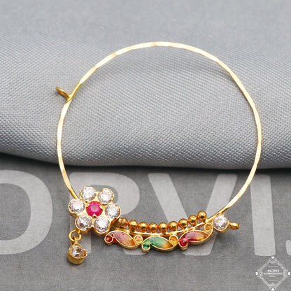 Solid 22k Gold Hoop Nose Ring Pin Nath, Wedding Party Wear Gold Nose Ring, Indian Handmade Jewelry for Gift, K5315