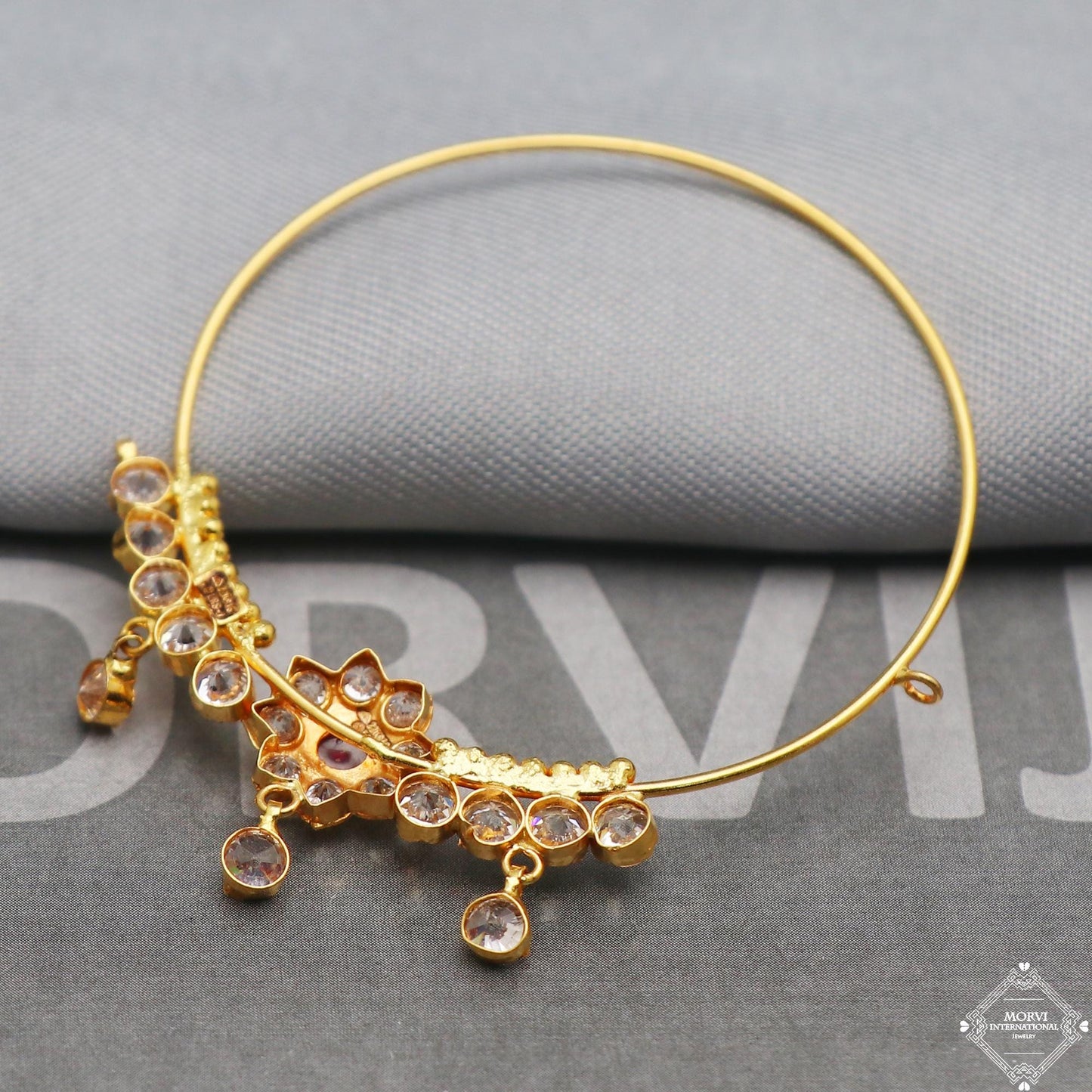 Gold Hoop Nose Ring Pin Nath, Wedding Party Wear Gold Nose Ring, Indian Handmade Jewelry for Gift, K5324
