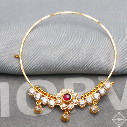 Gold Hoop Nose Ring Pin Nath, Wedding Party Wear Gold Nose Ring, Indian Handmade Jewelry for Gift, K5324