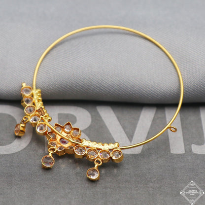 Gold Hoop Nose Ring Pin Nath, Wedding Party Wear Gold Nose Ring, Indian Handmade Jewelry for Gift, K5324