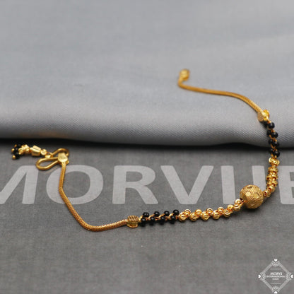 Black Gold Beads Ball 22k Gold Link Bracelet, Indian Handmade Women Jewelry, K5346