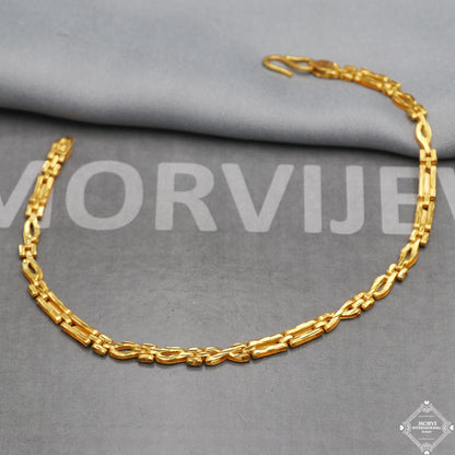 Simple 22k Yellow Gold Link Slim Women Bracelet Indian Handmade Women Jewelry, K5350