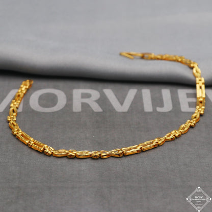 Simple 22k Yellow Gold Link Slim Women Bracelet Indian Handmade Women Jewelry, K5350