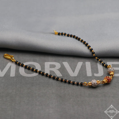 Black Gold Beads Ball 22k Gold Link Bracelet, Indian Handmade Women Jewelry, K5351