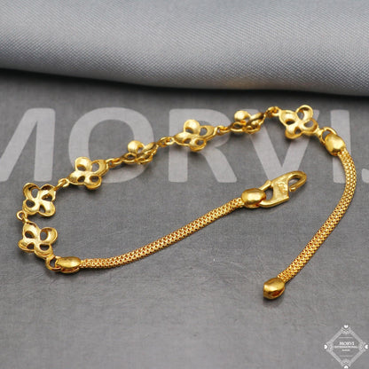 Fabulous 22k Yellow Gold Link Women Bracelet 7 inches Indian Handmade Women Jewelry, K5354