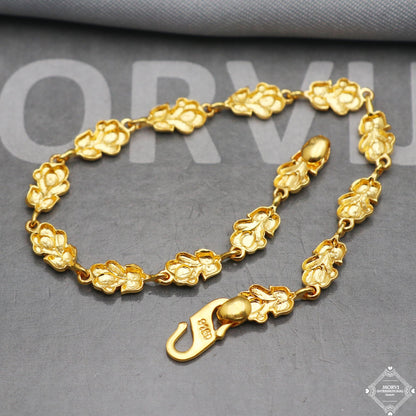 Fabulous 22k Yellow Gold Link Women Bracelet 6.75 inches Indian Handmade Women Jewelry, K5355