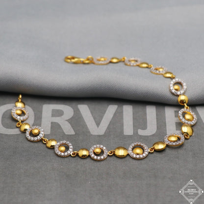 22k Yellow Gold Link Women Bracelet 6.75 inches Indian Handmade Women Jewelry, K5358