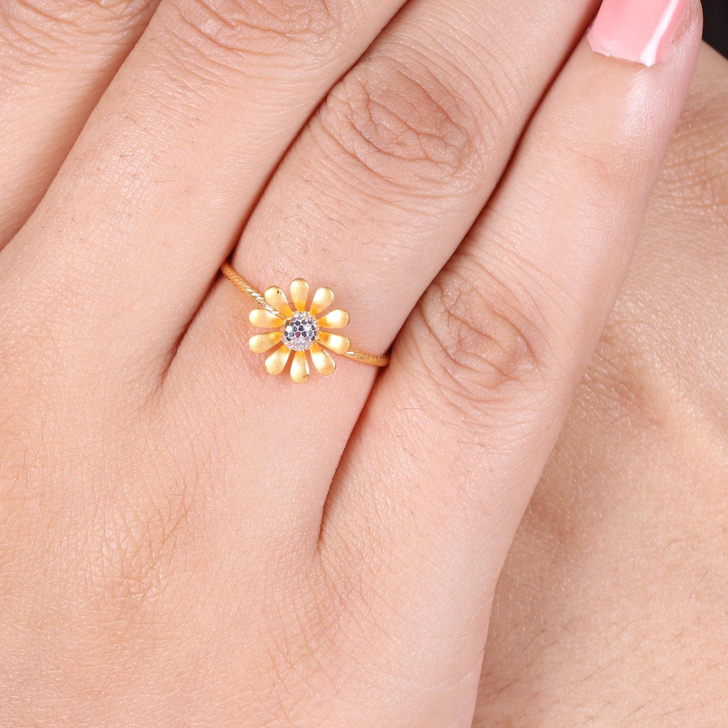 solid 22k Gold Ring Dainty Indian Jewelry Exclusive Authentic BIS Hallmarked Stamped "22k916" Jewelry, MJ0014