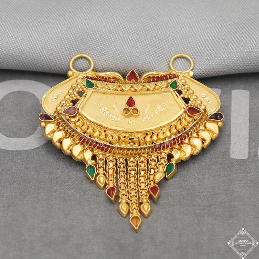22kt 22k Gold Pendant Necklace Handmade Indian Mangalsutra Handmade Vintage Antique Design Jewelry, K5066