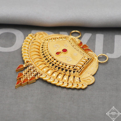 22 karat 22k Gold Pendant Necklace Handmade Indian Mangalsutra Handmade Vintage Antique Design Jewelry, K5072