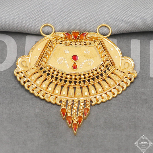 22 karat 22k Gold Pendant Necklace Handmade Indian Mangalsutra Handmade Vintage Antique Design Jewelry, K5072