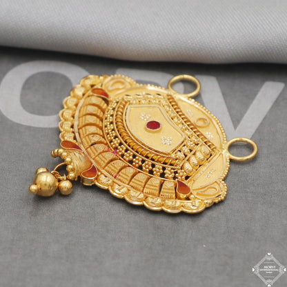 Pure 22k Yellow Gold Pendant Necklace Handmade Indian Mangalsutra Handmade Vintage Antique Design Jewelry, K5073