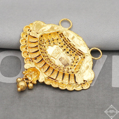 Pure 22k Yellow Gold Pendant Necklace Handmade Indian Mangalsutra Handmade Vintage Antique Design Jewelry, K5073