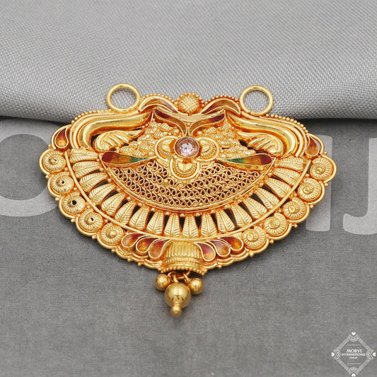 22kt 22k Yellow Gold Pendant Necklace Indian Handmade Jewelry, K5084