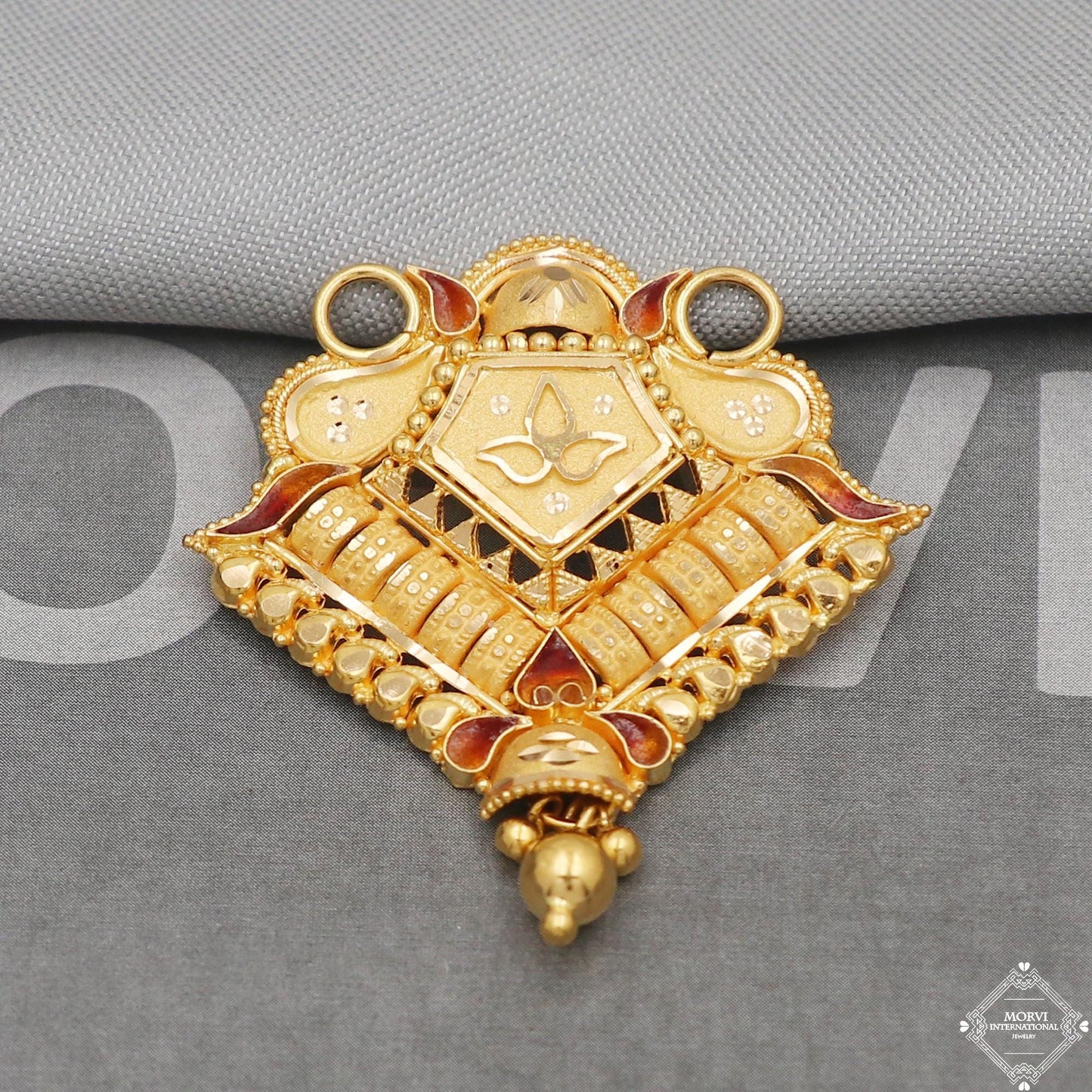 22k Yellow Gold Pendant Necklace Indian Mangal sutra Handmade Jewelry, K5085