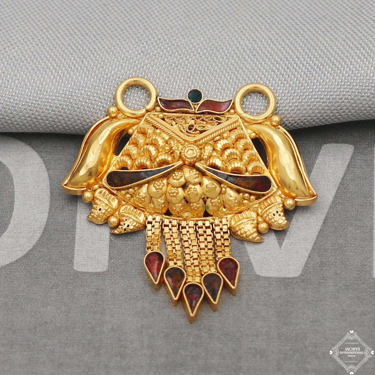 Handcrafted 22k Gold Pendant Necklace Handmade Indian Mangalsutra Handmade Vintage Antique Design Jewelry, K5086