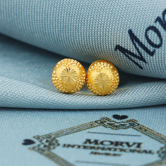 small 22k gold stud earrings, handcrafted gold earring stud, indian vintage antique style jewelry, 6mm stud round, MJ0025