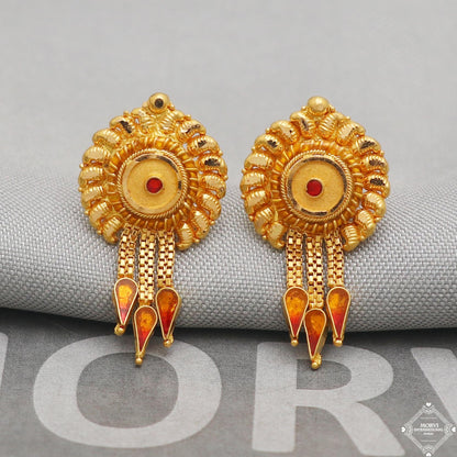 Paisley design 22k Yellow Gold Earrings Dangle Style Handmade Jewelry,  K5193