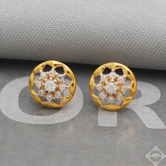CZ 22k Yellow Gold Earrings Handmade Jewelry for Gift, K5202