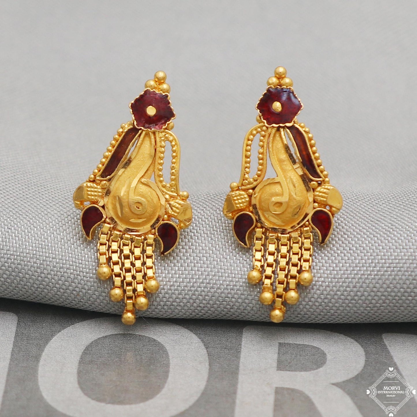 real gold solid 22kt earrings, K5203