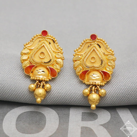 solid 22k gold earrings real gold solid 22kt earrings, women gold earrings, K5205