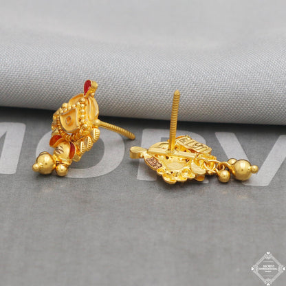 solid 22k gold dangle earrings real gold solid 22kt earrings, women gold earrings, K5206