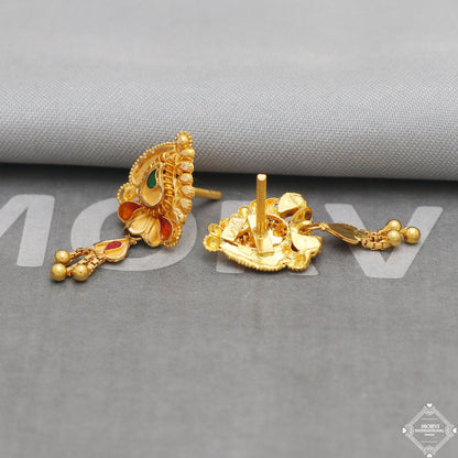 solid handcrafted 22k Yellow Gold Earrings Dangle Stud jewelry, K5212