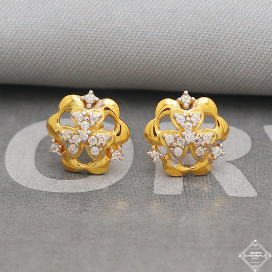 clovers flower stone earrings 22k jewelry, 22kt jewelry, K5213