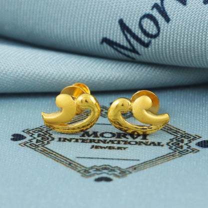 Solid 22k 22 karat gold stud earrings, handcrafted gold earrings small gold jewelry, MJ0026