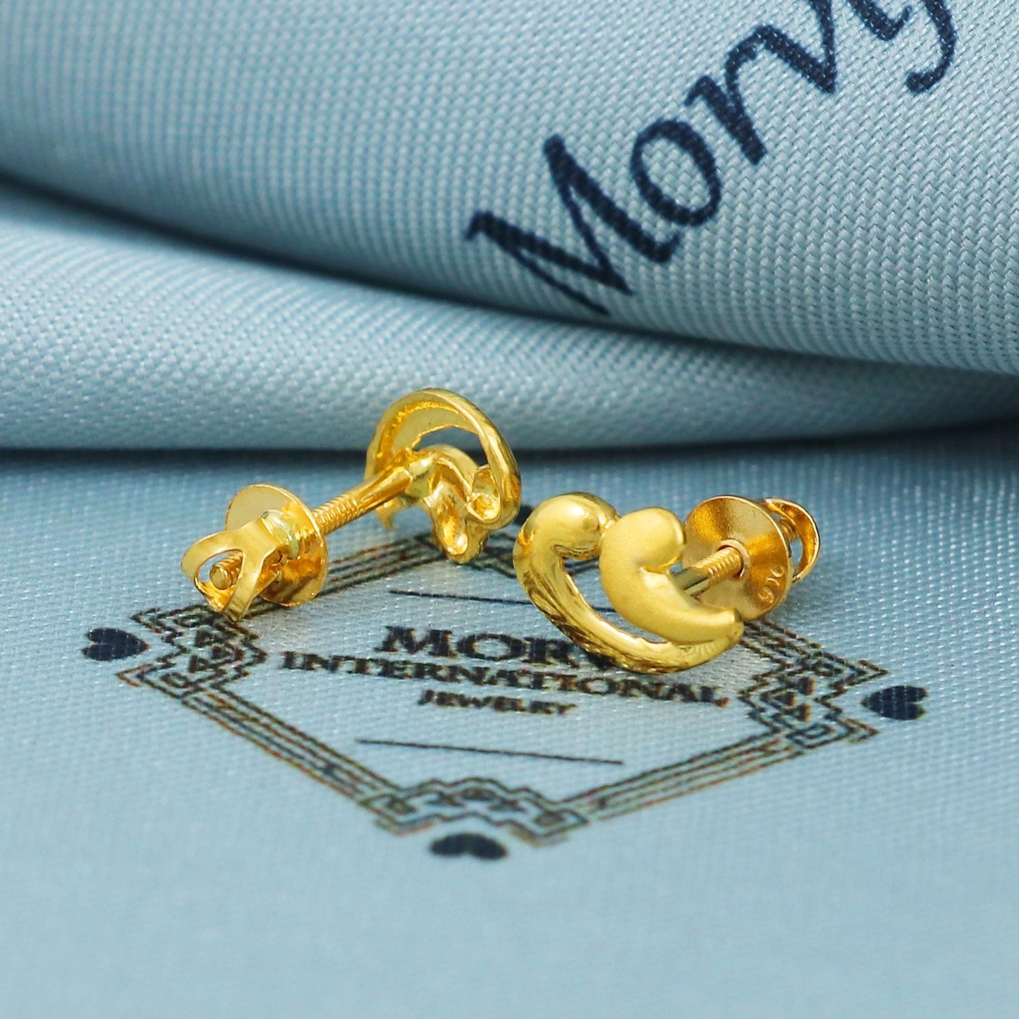 Solid 22k 22 karat gold stud earrings, handcrafted gold earrings small gold jewelry, MJ0026