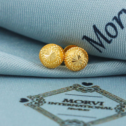 22k Gold Stud Earrings Round Indian Jewelry Exclusive Authentic BIS Hallmarked Stamped "22k916" Jewelry, MJ0027