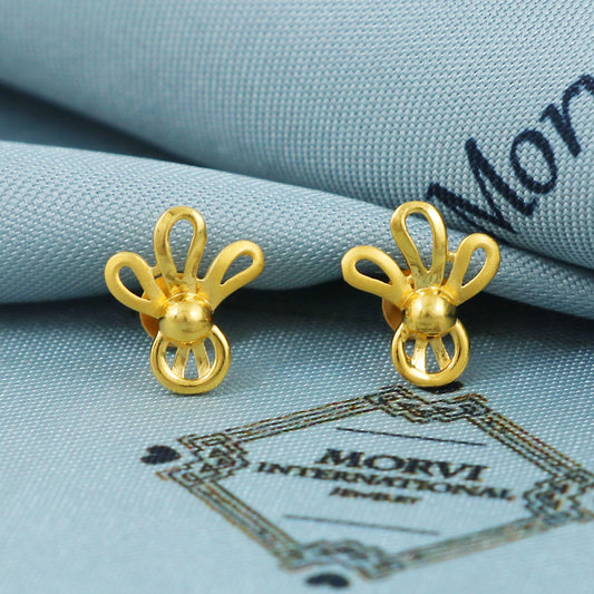 22k yellow gold stud earring, MJ0030