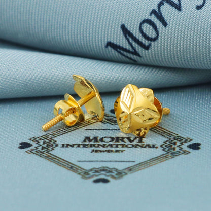 22k Gold Stud Earrings Dainty Indian Jewelry Exclusive Authentic BIS Hallmarked Stamped "22k916" Jewelry, MJ0037