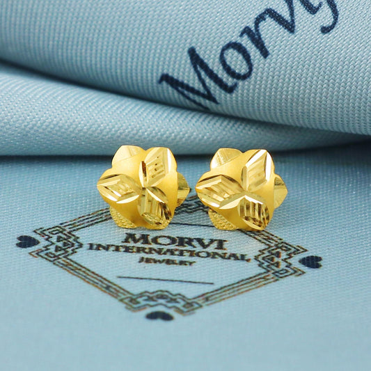 22k Gold Stud Earrings Dainty Indian Jewelry Exclusive Authentic BIS Hallmarked Stamped "22k916" Jewelry, MJ0037