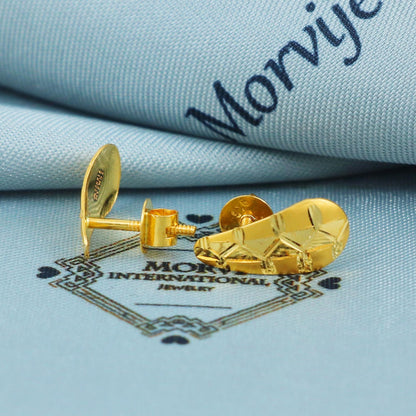 Pear 22k Gold Stud Earrings Plain 22kt Jewelry Exclusive Authentic BIS Hallmarked Stamped "22k916" Jewelry, MJ0046