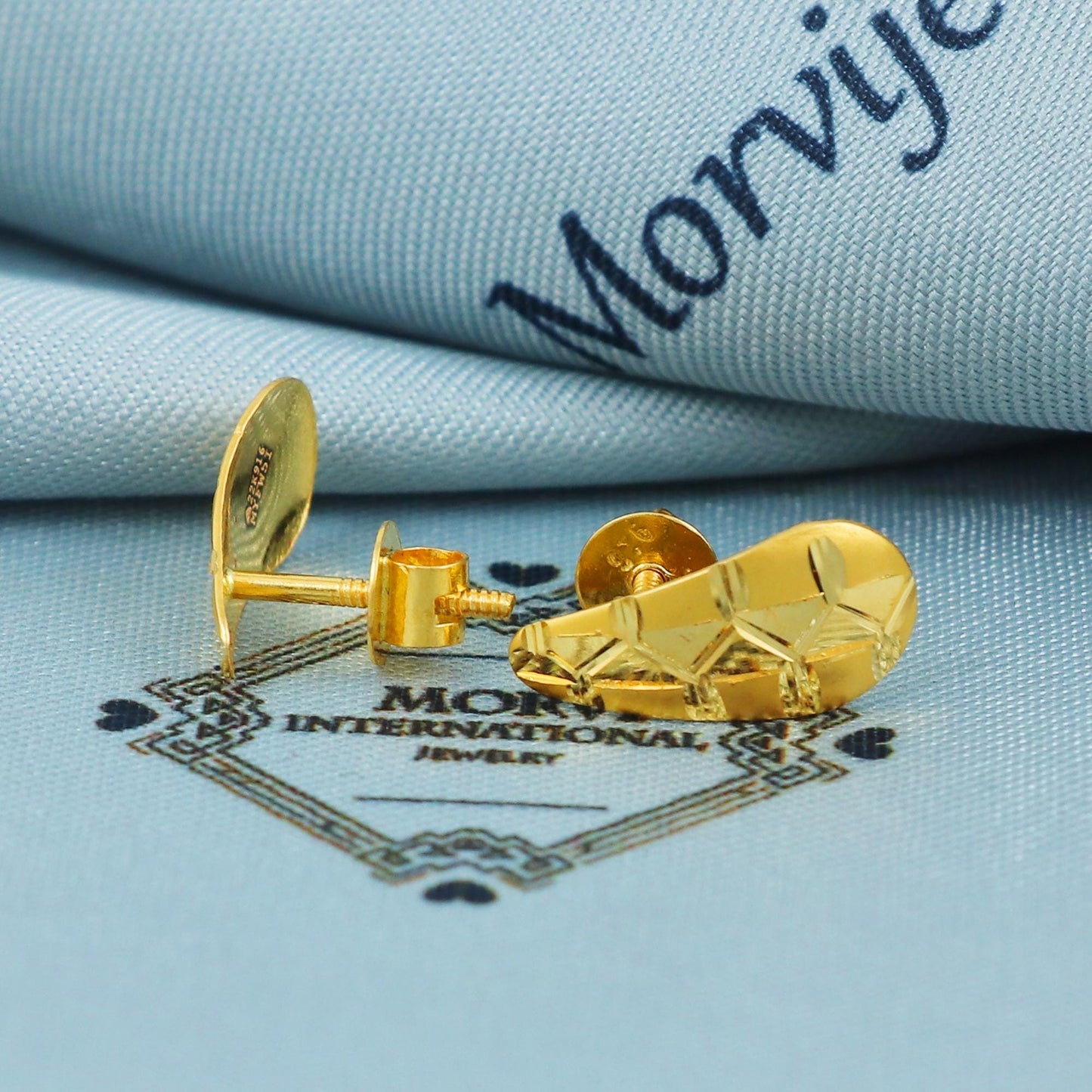 Pear 22k Gold Stud Earrings Plain 22kt Jewelry Exclusive Authentic BIS Hallmarked Stamped "22k916" Jewelry, MJ0046