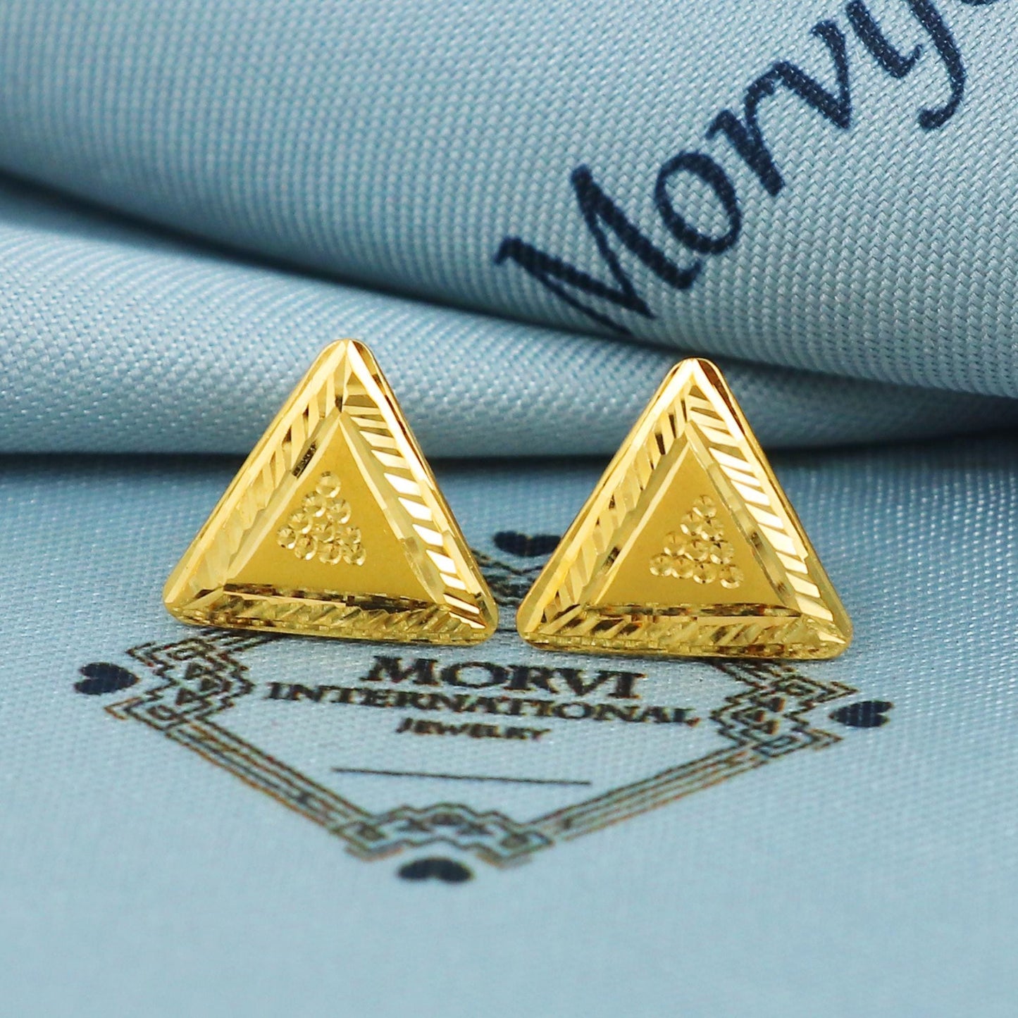 Engraved 22k Gold Stud Earrings Indian 22kt Jewelry Exclusive Authentic BIS Hallmarked Stamped "22k916" Jewelry, MJ0047