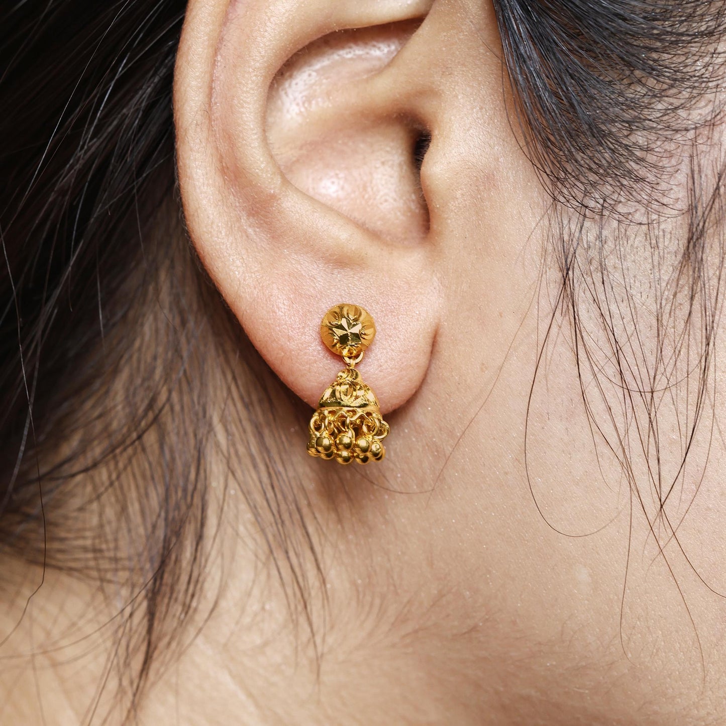 22k Gold Dangle Earrings Dainty Indian 22kt Jewelry Exclusive Authentic BIS Hallmarked Stamped "22k916" Jewelry, MJ0050