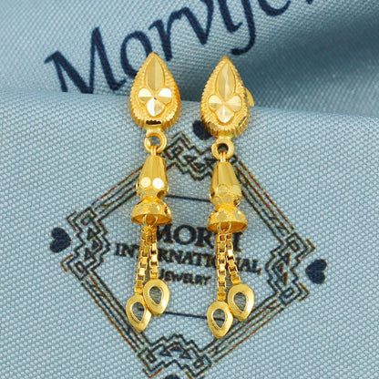 22k Gold Dangle Earrings Dainty Indian 22kt Jewelry Exclusive Authentic BIS Hallmarked Stamped "22k916" Jewelry, MJ0052