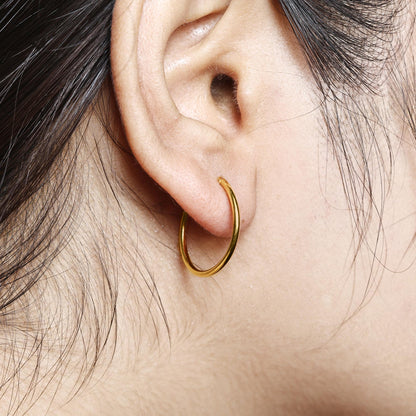 22k Gold Hoop Earrings Dainty Indian 22kt Jewelry Exclusive Authentic BIS Hallmarked Stamped "22k916" Jewelry, MJ0065