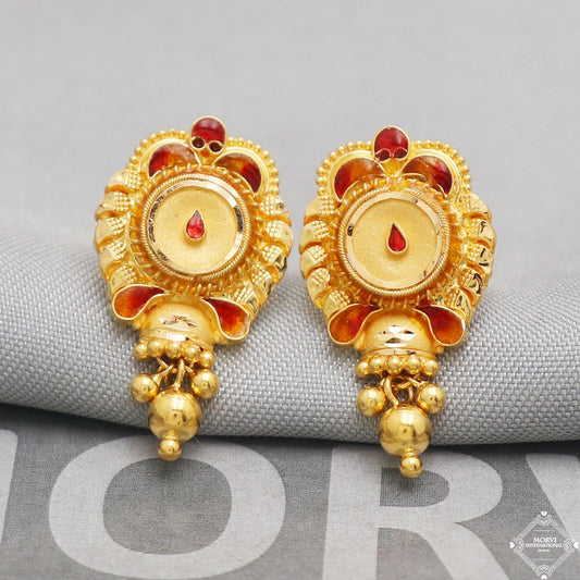 22kt solid gold dangle stud earrings jewelry, K5220