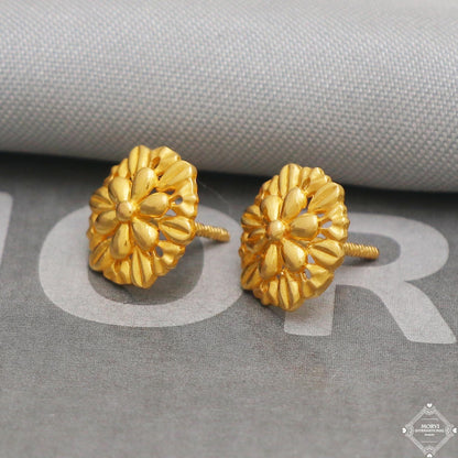 22k 22kt 22 karat solid gold tops stud earrings jewelry, K5224