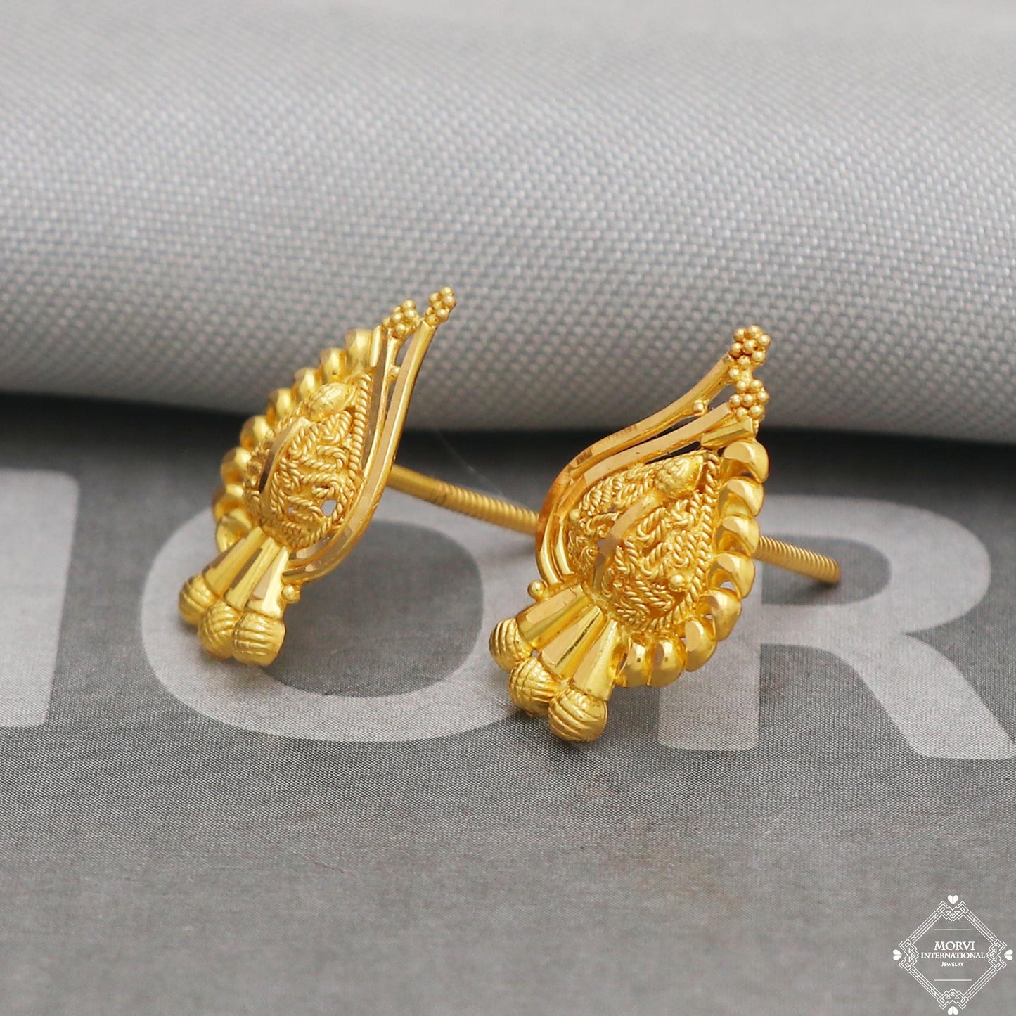 22k 22kt 22 karat Pure Gold Earring Pair, K5225