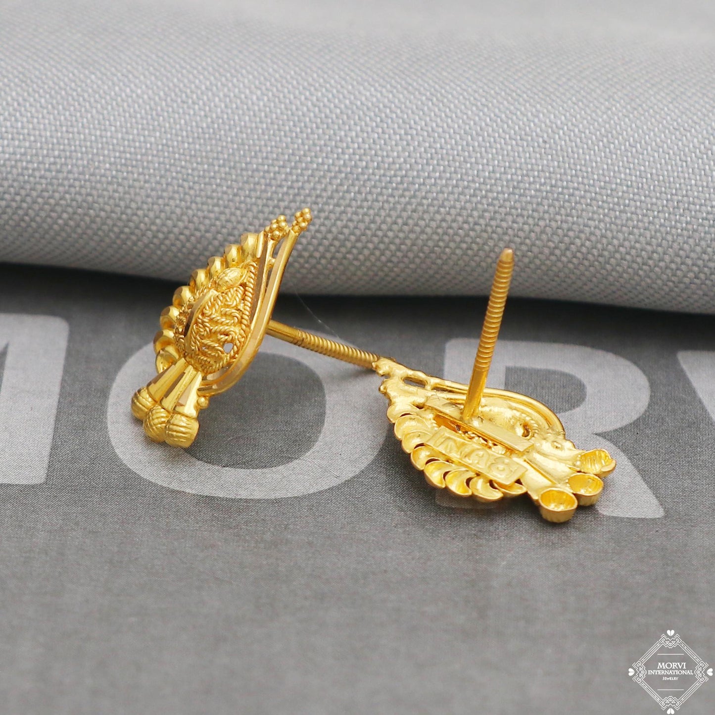 22k 22kt 22 karat Pure Gold Earring Pair, K5225