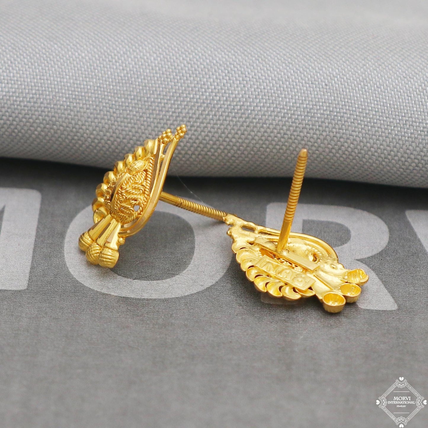 22k 22kt 22 karat Pure Gold Earring Pair, K5225