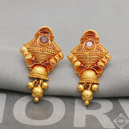 22k 22kt 22 karat solid gold dangle stud earrings jewelry, K5230